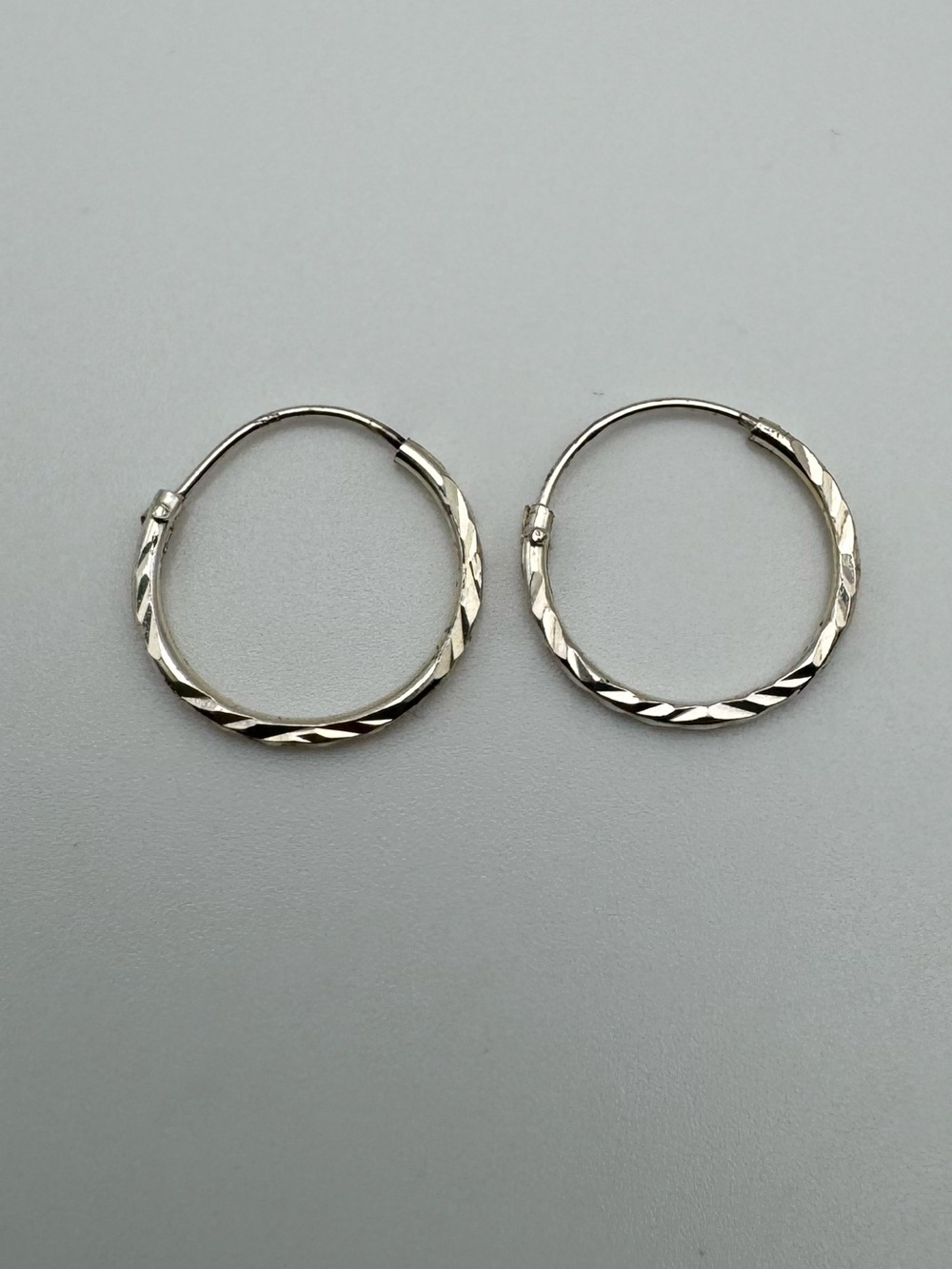 Sterling Silver 925 Hoop Earrings Diamond Cut